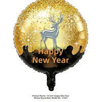 Sortierte Frohes Neues Jahr Folienballons Schwarz Gold Mylar-Ballon Champagner Disco-Kugel für Silvester-Party-Dekoration Großhandel