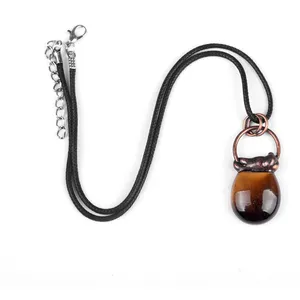 Healing Crystal Necklace Antique Copper Plated Polish Natural Crystal Stone Bag Pendant For Fashion Necklace Jewelry Making