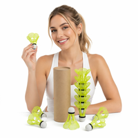 Volants de badminton en nylon coupe-vent, lot de 12, vol stable et durable, base en liège solide, excellente performance de vol, entraînement en extérieur, CE ISO9001