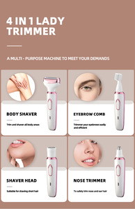 Rasoir et <span class=keywords><strong>épilateur</strong></span> multifonction rechargeable 4-en-1 pour <span class=keywords><strong>femme</strong></span>, pince à épiler électrique pour sourcils, rasoir à ressort, lavable, ABS - Product Image 6