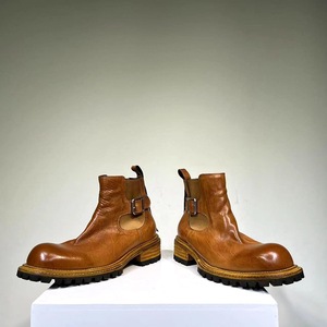Goodyear leather thick-soled men's <b>boots</b>, retro mouton leather washed and aged, heightened men's leather <b>boots</b> - Product Image 3