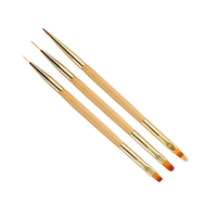 3 Pcs/Set Brosse à Ongles Double Face en Bambou Brosse à Gel Liner Manucure UV Gel Extension Stylo Vernis à Ongles Peinture Dessin Pinceau Outils
