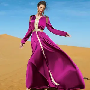 Nouveaux arrivants Islamique robe élégant lâche femmes robes ceintures impression numérique floral robes