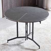 Table de salle à manger circulaire en pierre pliable créative - Plateau tournant mobile pour hôtels et restaurants - Peut accueillir 10 personnes ; Table moderne minimaliste