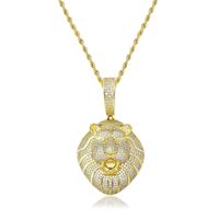 Nouveau pendentif tête de lion en zircon, style hip hop, bicolore, pour homme, accessoires de bijoux, série de colliers