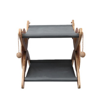 Lit pour chat en bambou rectangulaire à double étage personnalisable avec cadre en bois Design moderne tendance Amovible et lavable Emballé en boîte