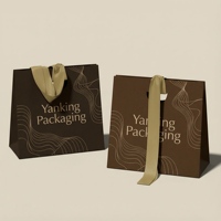 Sacs cadeaux de luxe personnalisés pour produits de beauté avec poignée en ruban de papier artistique, emballage recyclable, impression de logo en or - Noir