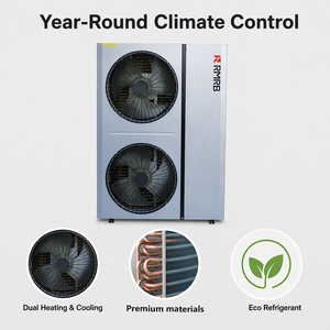 Pompe à chaleur air-eau R290 A+++ WiFi 35dB silencieuse, chauffage, refroidissement, ECS, usage commercial et résidentiel, OEM - Product Image 1