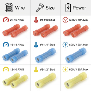 Connecteurs à sertir isolés en polyamide PA66 ignifuge UL94V0, avec terminal de raccordement en cuivre électrolytique étamé pour fils, 600V - Product Image 1