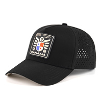 Casquette de sport OEM à séchage rapide, résistante à l'eau, avec patch en caoutchouc personnalisé, perforée, fermeture réglable, vente en gros