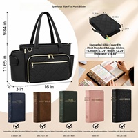 Tas Tote Wanita Elegan dari China, Desain Quilted Anti Air, Kantong Laptop 15.6 inci, Tempat Alkitab, dan Tempat Cangkir - Ukuran Besar