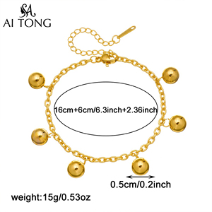 Pulsera de <span class=keywords><strong>Bolas</strong></span> Redondas de Acero Inoxidable Chapada en Oro Personalizada, Joyería de Lujo <span class=keywords><strong>para</strong></span> Mujer, Regalos Diarios Personalizados al por Mayor - Product Image 5