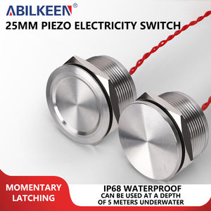 Interrupteur piézoélectrique étanche AIBEIKEN en acier inoxydable, électronique, 25 mm, 2A, 24V, 1NO, IP68, type à réinitialisation et verrouillage, pour baignoire et <span class=keywords><strong>piscine</strong></span> - Product Image 1