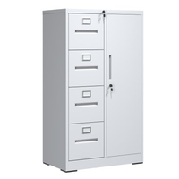 Armoire de rangement en acier à quatre tiroirs et une seule porte avec serrure, design moderne et mobile, pour appartement et bureau