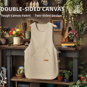 Delantal de tela tejida de seda estampada de doble cara con mangas largas para jardinería, pintura, barbería, trabajo, restaurante, bar, uniformes - Product Image 2