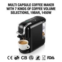 Machine à café multi-capsules automatique, extraction haute pression 19 bars, 1450W avec 7 choix de volume de café