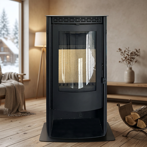 <span class=keywords><strong>Estufa</strong></span> de <span class=keywords><strong>Leña</strong></span> Independiente con Vidrio Curvo, Certificación CE, 9KW, Alta Eficiencia, Chimenea Interior con Función de Cocina, OEM ODM - Product Image 1