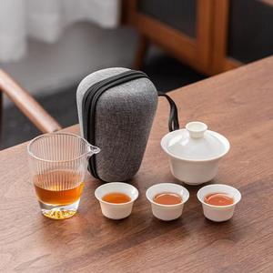 Juego de té de viaje con tapa de porcelana de cerámica blanca moderna portátil una olla tres tazas 150ml taza rápida de estilo Zen asiático - Product Image 6