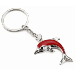 พวงกุญแจปรับแต่งพวงกุญแจขายส่งป้ายกุญแจปลาโลมาโลหะสัตว์น่ารัก