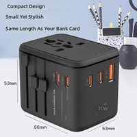 Uluslararası Seyahat Güç Adaptörü Evrensel Dönüştürücü 1*USB + 4*Tip C 45W/70W GaN Hızlı Şarj Cihazı 10A Çok Fonksiyonlu Priz