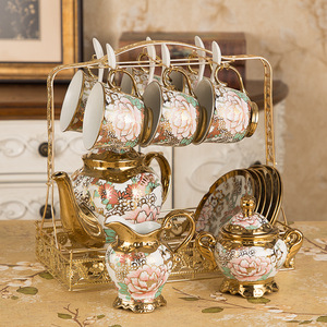 ชุดน้ำชาและกาแฟโบนไชน่า,ชุดกาน้ำชาลายดอกไม้พอร์ซเลนสินค้ามาใหม่ - Product Image 2