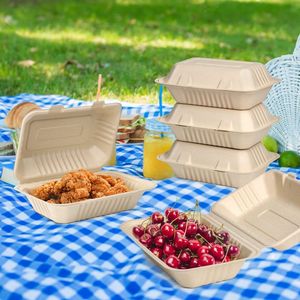 Compostable vỏ sò đưa ra thực phẩm container vỏ sò mía dùng một lần bã mía thực phẩm container 9*6 vỏ sò - Product Image 2