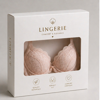 Boîte cadeau rigide en papier kraft biodégradable et écologique avec fenêtre et pelliculage mat pour l'emballage de lingerie, de soutiens-gorge, de culottes et de chaussettes