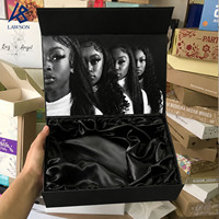 Boîte cadeau haut de gamme en carton personnalisé pour extensions de cheveux, avec emballage magnétique et insert en satin