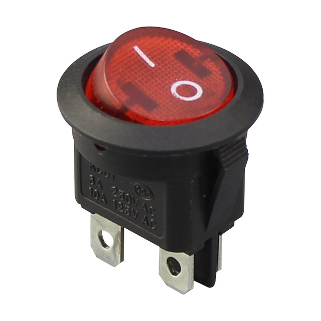 6A 250VAC 10A 125VAC Plastic Double Pole 4pin Round Rocker Switch Dpst Led Rocker Switch on off