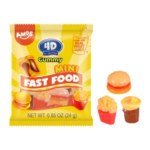 Amos 4D Fruit Flavors Realistic 3D Mini Fast Food Shape Jelly Halal Gummy Candy