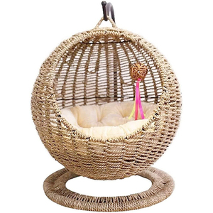 Petdom Wholesale Eco Friendly Warm Comfortable House Modern Furniture Raised Hanging Rattan Swinging Basket Pet Beds - Product Image 1