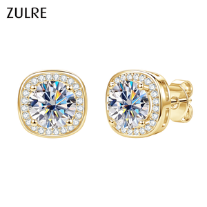 Nuovi Orecchini di Lusso con Moissanite da 2 Carati, Taglio Brillante Rotondo, Montatura a Griffe, Orecchini a Perno in Oro 14K, Orecchini a Perno Classici con Moissanite e Halo - Product Image 1