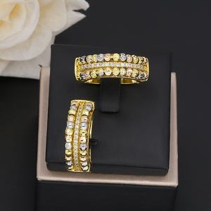 Bague de mariage tendance en laiton JXX, trois couleurs, plaqué or 24 carats, fiançailles, bijoux en zircone cubique 5A - Product Image 1