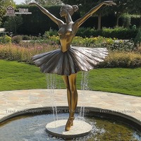Statue en métal de jardin extérieur Fontaine Bronze Ballet Danse Fille Sculpture Fontaine