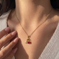 CUMAI 18K verguld roestvrijstalen fruit hanger ketting kersen aardbei druif ketting voor dames groothandel bulk