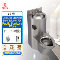 WC moderne 2-en-1 allongé en acier inoxydable 304 de haute qualité avec siphon en P, chasse d'eau directe, lavabo et réservoir intégrés