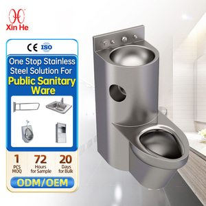 WC moderne 2-en-1 allongé en acier inoxydable 304 de haute qualité avec siphon en P, chasse d'eau directe, lavabo et réservoir intégrés - Product Image 1