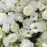 Gapura Bunga Sutra Putih Buatan, Latar Belakang Pernikahan, Mawar & Hydrangea Mewah, Mudah Dirangkai, Sewa untuk Acara, Dekorasi Pesta