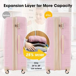 Db Luxury 2-Piece Hardshell Luggage Set With Tsa Lock Lightweight 20 & <b>24</b> Inch Spinner <b>Suitcases</b> Modern Pink Polyester Lining - Product Image 6