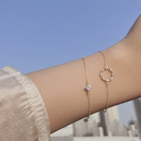 Hot Selling S925 Sterling Zilver Zirkoon Armband Vrouwen Plated 14K Gold Cirkel Diamond Charm Armband Cirkel Armband Voor Vrouwen