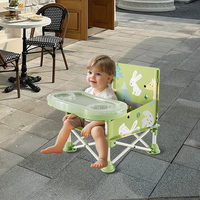 Chaise de table pliable moderne Prodigy CF002 pour bébé, portable, sûre, en plastique de qualité alimentaire, vert/rose, avec tapis de repas tendance pour l'extérieur