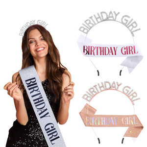 Kit Fascia Glitterata Corona Tiara con Strass, Accessori Principessa per <span class=keywords><strong>Compleanno</strong></span>, Halloween e Celebrazioni Natalizie per Donne - Product Image 1
