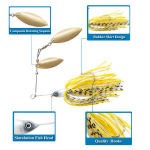 Ensemble de leurres Vib Spinner Bait 123456 pour la pêche au bar, leurres artificiels durs avec lame en feuille de saule et moustaches - Product Image 4