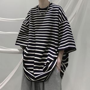 T-shirt a maniche corte a righe JQ327 da uomo, estiva, stile <span class=keywords><strong>giapponese</strong></span> retrò, casual, a mezza manica, trendy, per il tempo libero e lo <span class=keywords><strong>street</strong></span> <span class=keywords><strong>style</strong></span> - Product Image 2