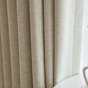 Rèm cửa kiểu mới màu be, cản sáng hoàn toàn, chất liệu nhung tuyết Chenille với vải lanh mềm mại như cotton, kiểu xếp ly nhăn, may theo yêu cầu - Product Image 1