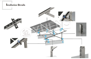 Support de montage au sol pour panneaux solaires photovoltaïques en acier galvanisé Yuens 1 MW, nouvelle conception pour système de structure agricole GP-3C, supports universels - Product Image 6
