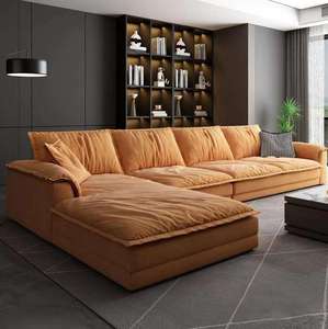 Ensemble de canapés d'angle blancs modernes de style nordique pour salon et chambre, canapés en tissu avec rembourrage en mousse compressée en option pour appartement - Product Image 4