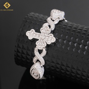 Precio de fábrica: Cadena cubana de plata S925 con moissanita brillante, estilo rap, chapada en rodio, pulsera con ojos. - Product Image 3