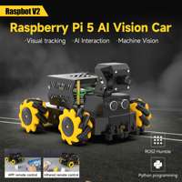 Kit de voiture robotique Yahboom 4WD Raspbot V2 AI basé sur Raspberry Pi 5 pour débutants, jouet éducatif, ensemble de programmation ROS2-Humble Python