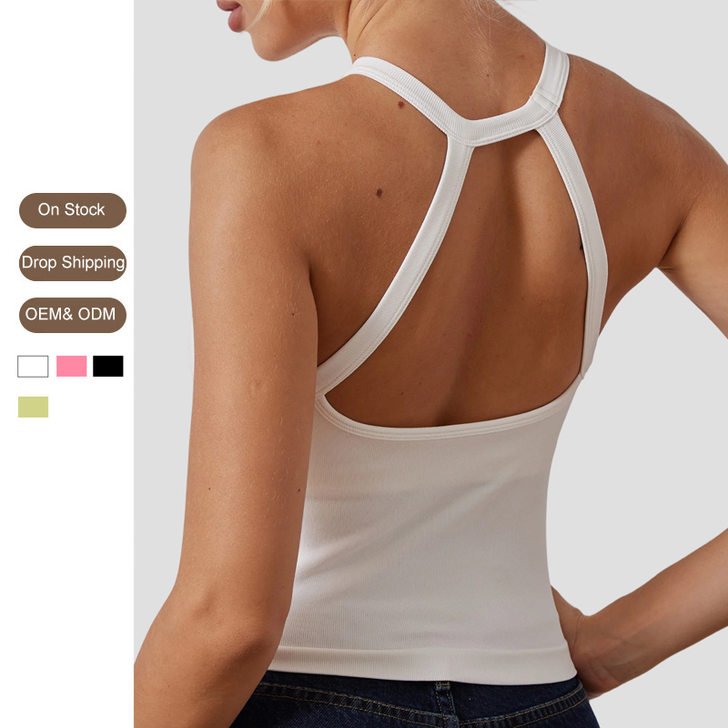 Custom Logo Reversible Hot Selling Lightweight Breathable Quick Dry Ribbed Yoga Vest Sportswear Women's Seamless Sexy Jogging